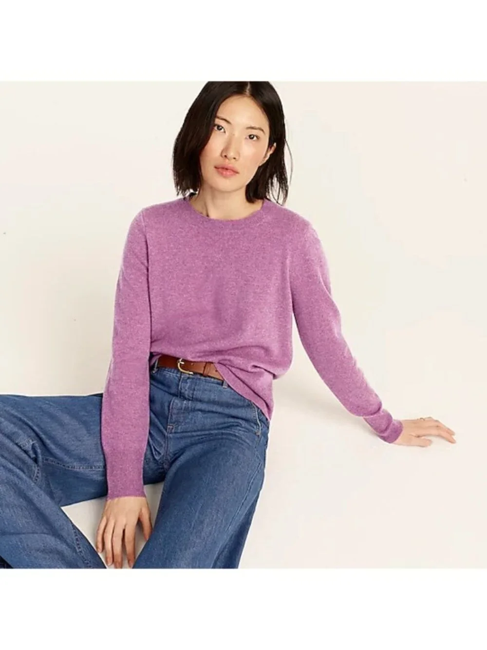 NWT J.Crew BA400 Cashmere Classic-fit Crewneck Sweater in Floral Multi Heather S